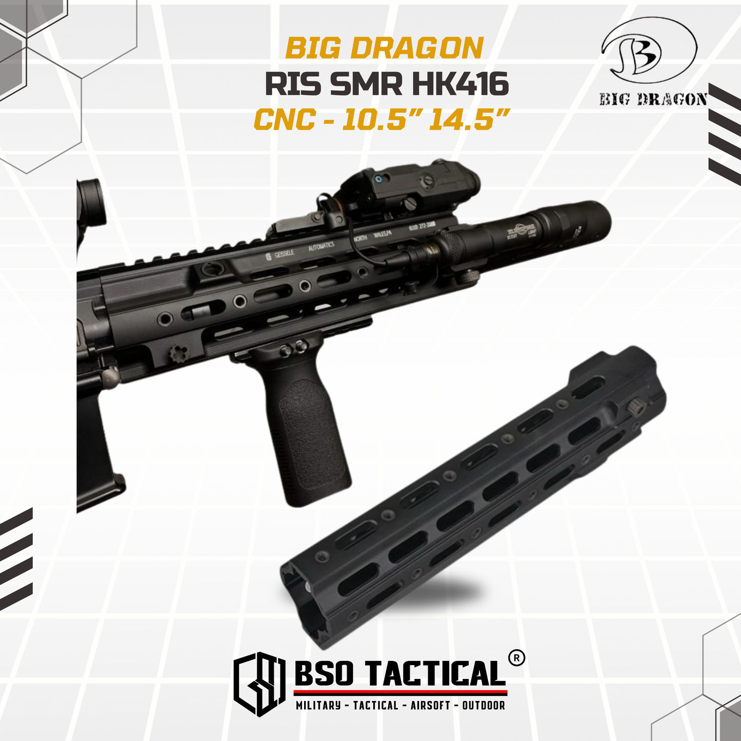 BD RIS Tactical Handguard HK416 SMR Style Full Metal Toys