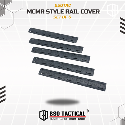 MCMR Style Rail Cover Set for MLOK RIS Anti Slip Penutup Lubang Grip Rail Kit 5 Panel Hitam Durable Polymer