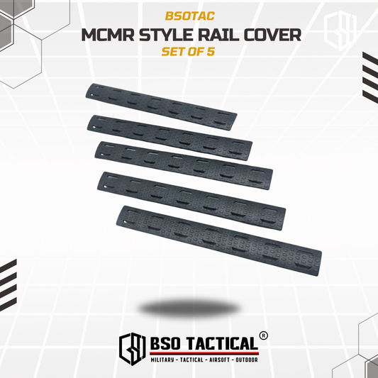 MCMR Style Rail Cover Set for MLOK RIS Anti Slip Penutup Lubang Grip Rail Kit 5 Panel Hitam Durable Polymer