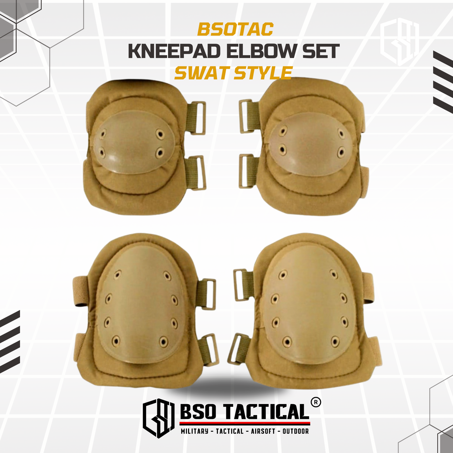 Kneepad Elbow Set Tactical Outdood Pad SWAT Style