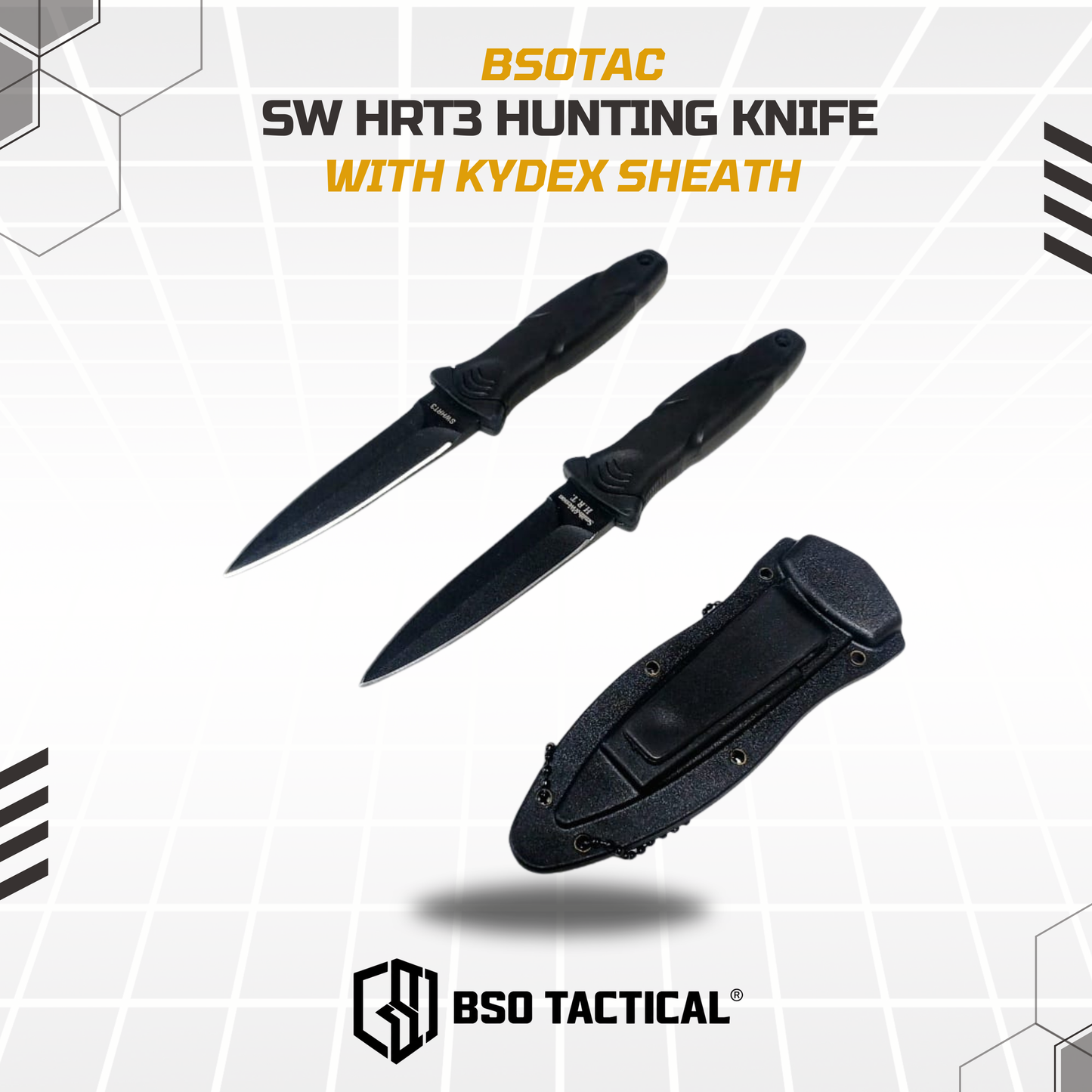 Pisau Hunting Outdoor Tactical SWHRT 3 Pisau Kalung Multifungsi With Kydex Sheath