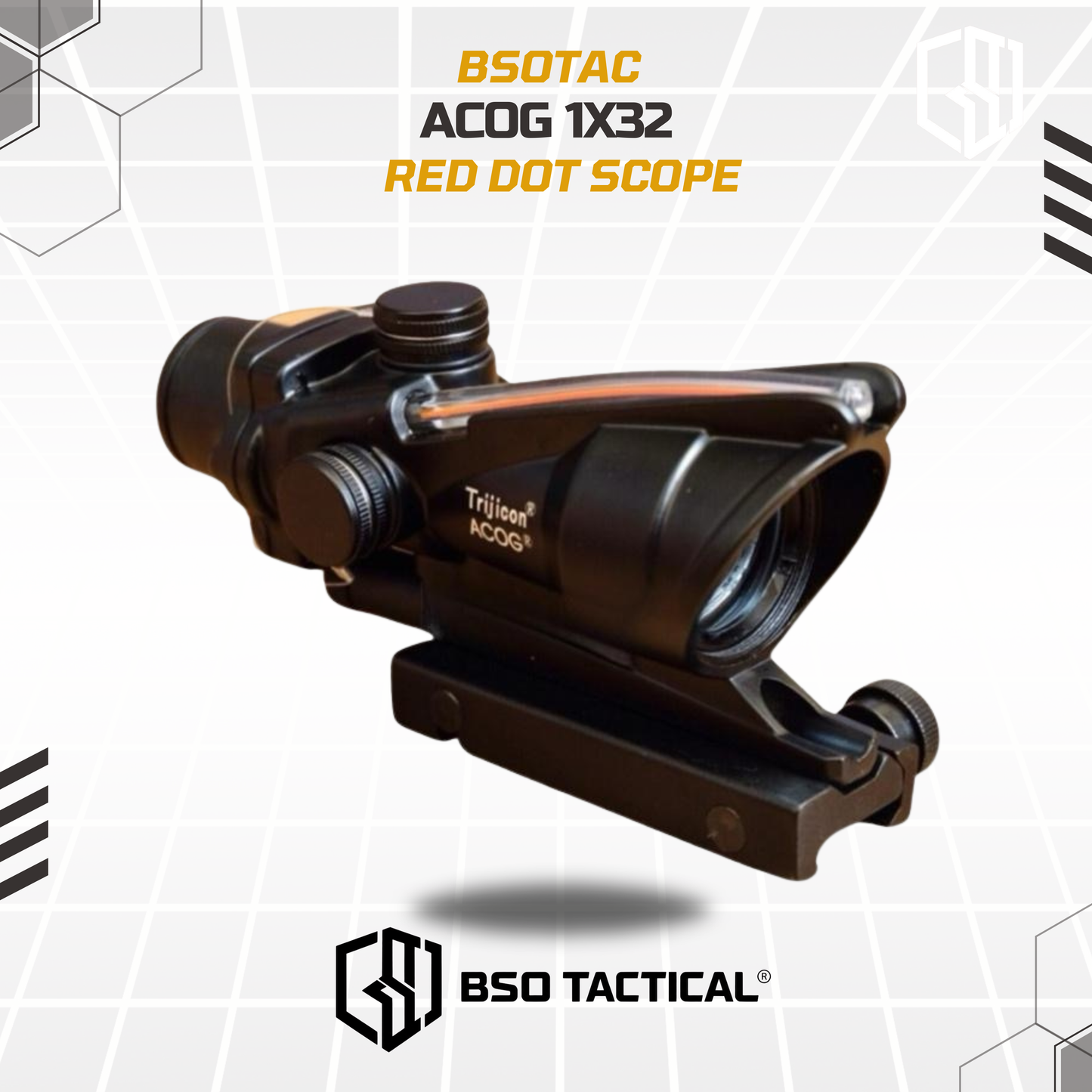 Red Dot Scope Acog 1X32 Picatinny Rail Full Metal Fiber Optic Sight for Toys Matal CNC