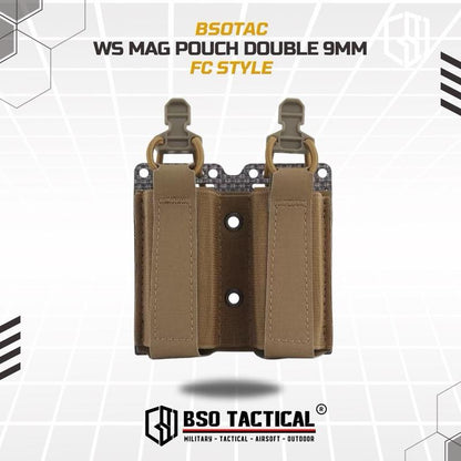 WS Double Pouch FC Style Molle System for 9mm Tactical Dual Slot for MG Flashlight EDC Gear Outdoor