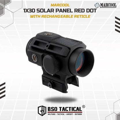 Marcool 1x30 Solar Panel Energy Tactical Red Dot Sight Full Metal Picatinny