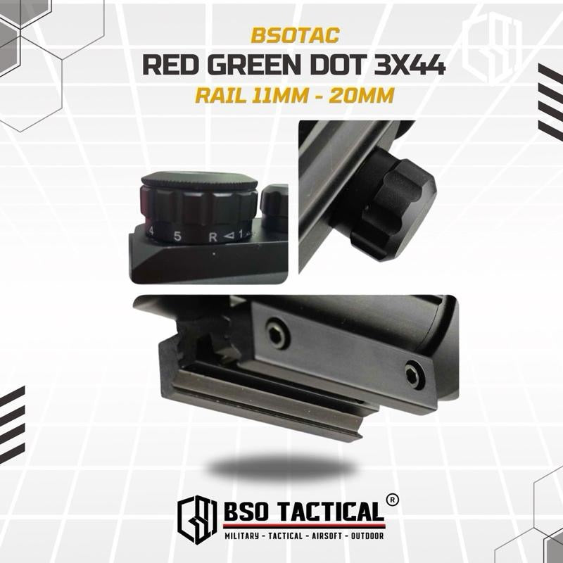 Tactical Red Dot Green Dot Sight 3x44RD 11MM with Picatinny 20-22MM Rail Metal
