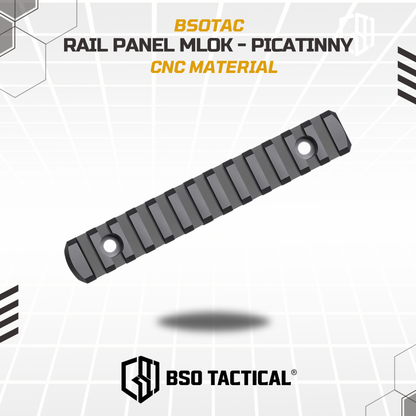 BD Tactical Rail Panel MLOK to Picatinny CNC for Optic Laser Flashlight Accesories - 3/5/7/9/11/13 Slot