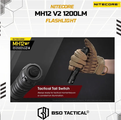 NITECORE Senter MH12 V2 LED CREE XP-L2 V6 1200 Lumens Outdoor Flashlight Baterai Lamp