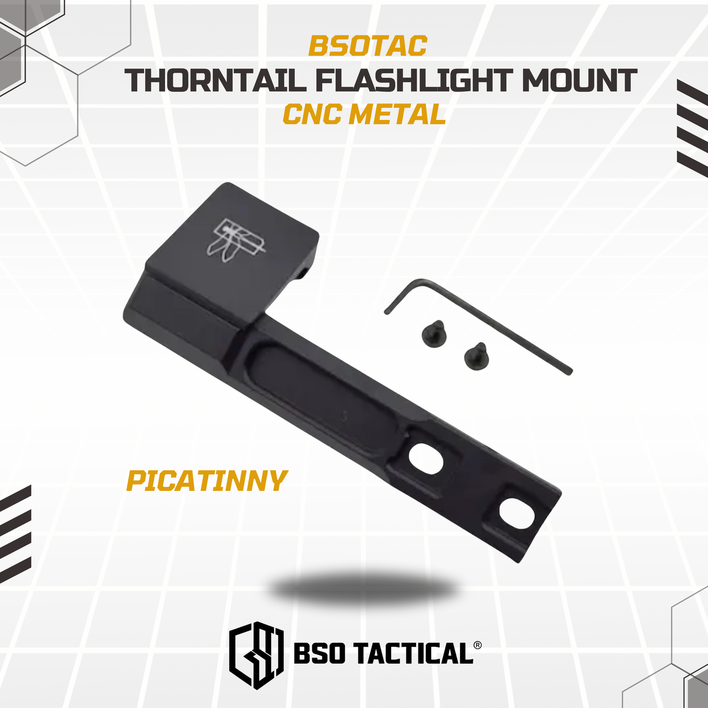 HS Thorntail Style Flashlight Mount Picatiiny Rail MLOK CNC for M300 M600