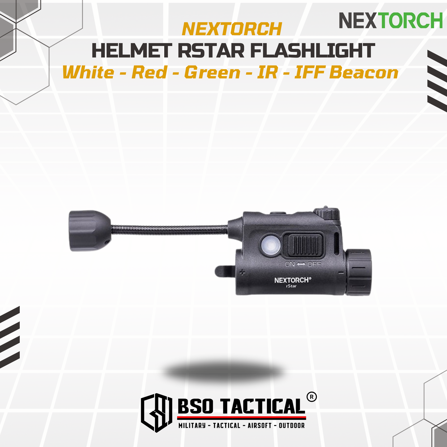 NEXTORCH Senter Helm rStar Multi-light Source Outdoor Helmet Light dengan Warna Putih Merah Hijau IR dan IFF Beacon