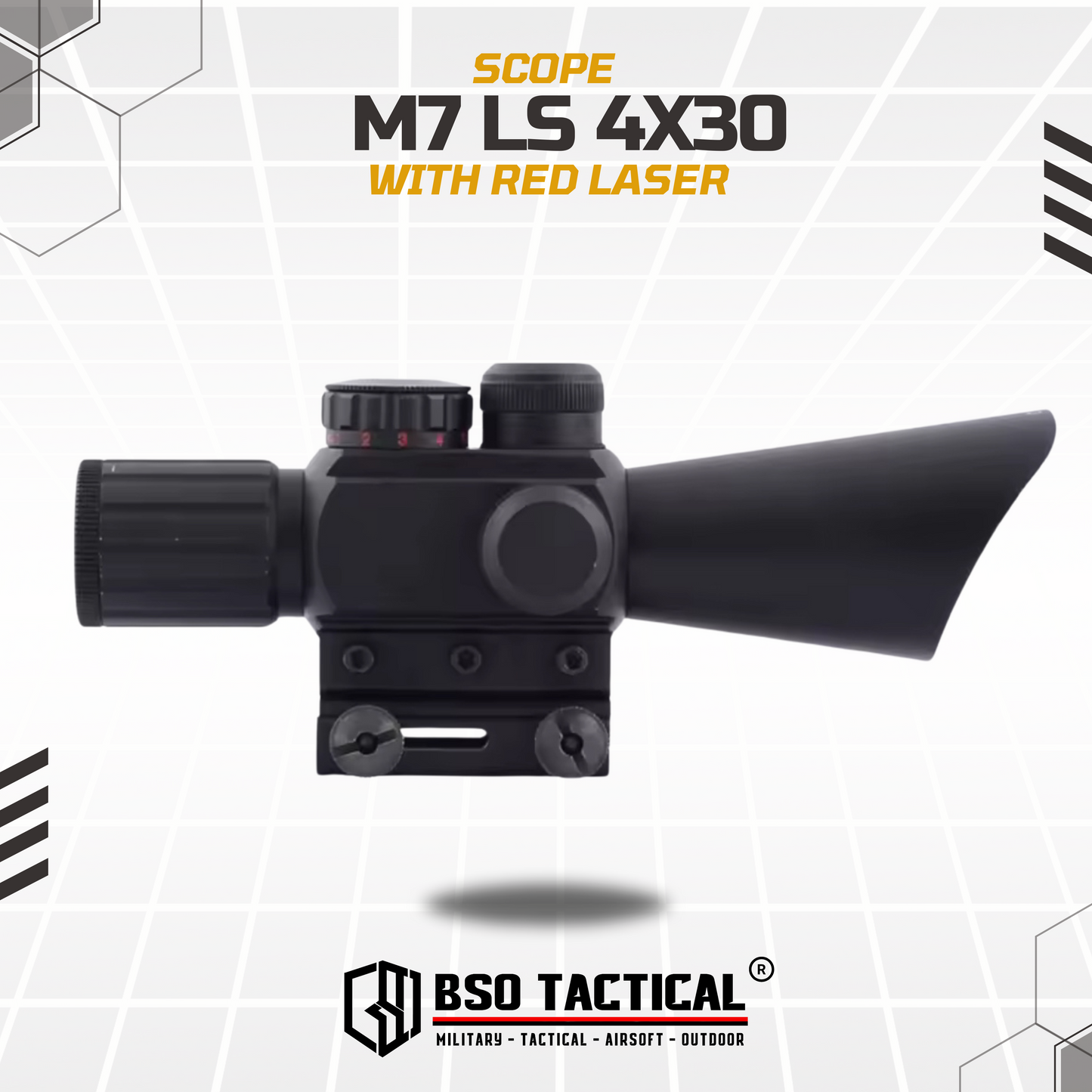 Scope M7 LS 4x30 with Red Laser Full Metal Picatinny Rail