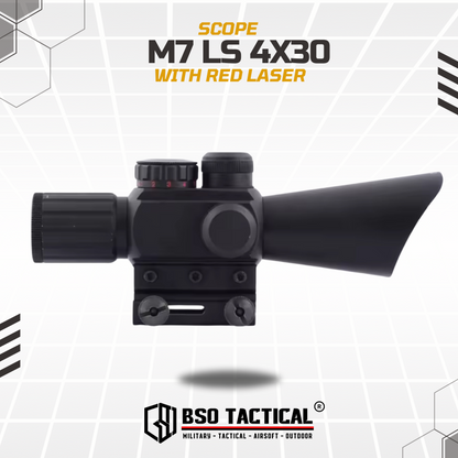 Scope M7 LS 4x30 with Red Laser Full Metal Picatinny Rail