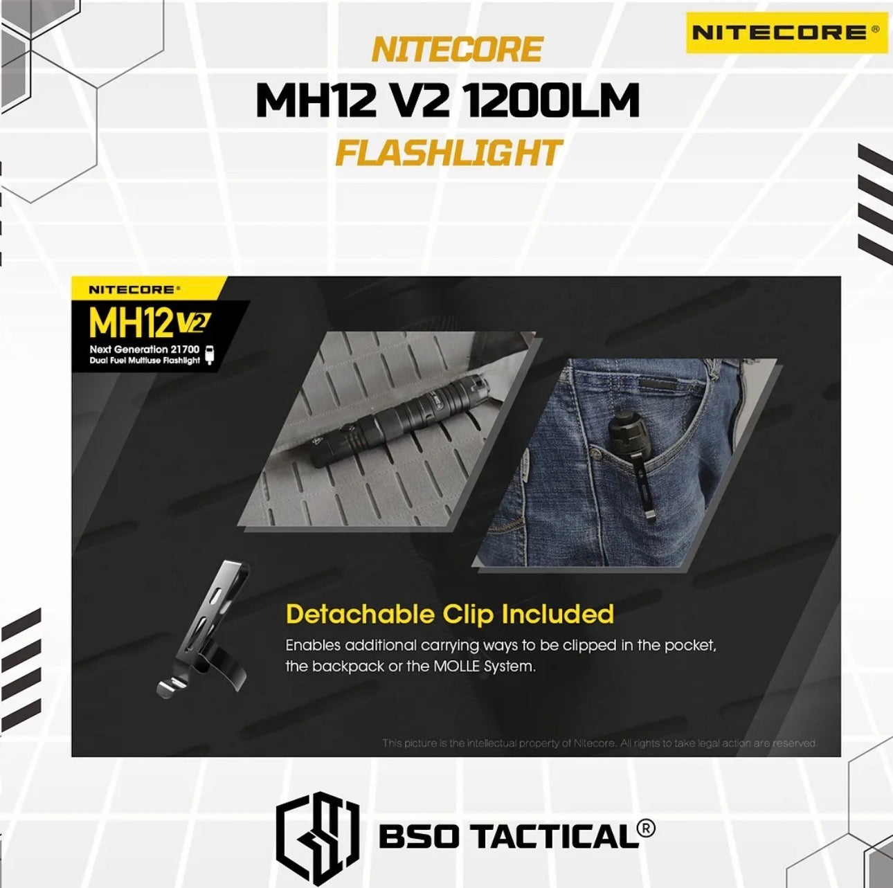 NITECORE Senter MH12 V2 LED CREE XP-L2 V6 1200 Lumens Outdoor Flashlight Baterai Lamp