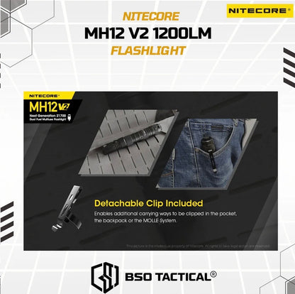 NITECORE Senter MH12 V2 LED CREE XP-L2 V6 1200 Lumens Outdoor Flashlight Baterai Lamp