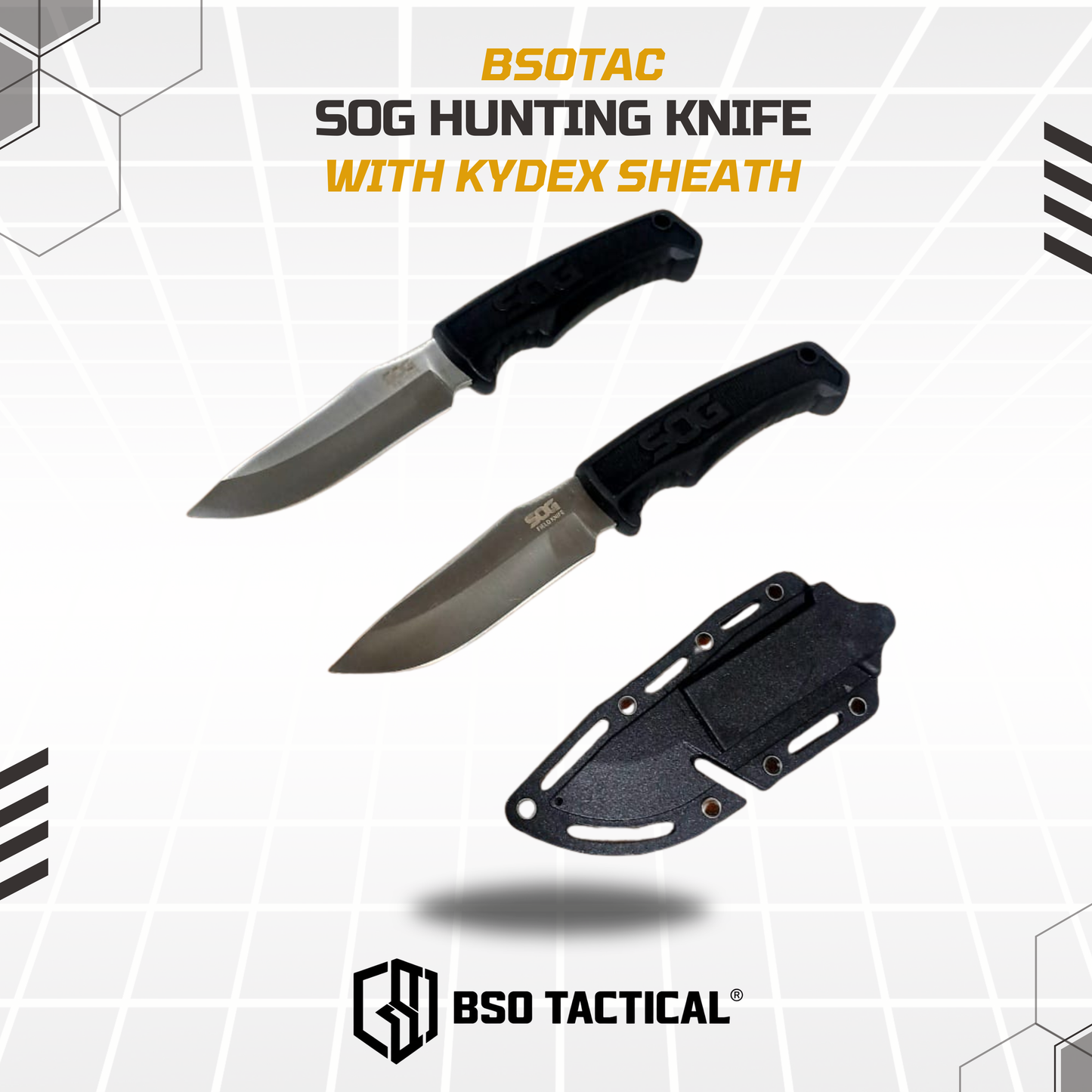 Pisau Hunting SOG with Kydex Sheath Outdoor Camping EDC Knife