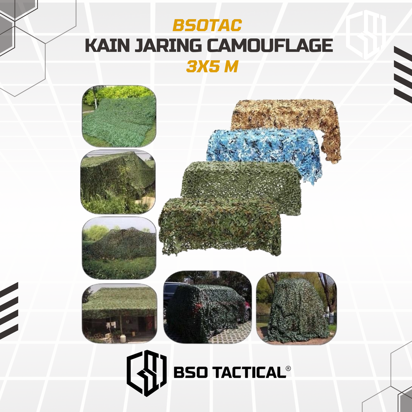 Kain Jaring Camo Net Hidden Car Cover Camo 300x500 cm ( 3x5 m ) Outdoor