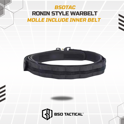 Ronin Style Warbelt Ikat Pinggang Outdooor Belt Molle 2 Layer dengan Buckle Alloy dan Sistem Molle untuk Perlengkapan Outdoor Outer Inner Belt