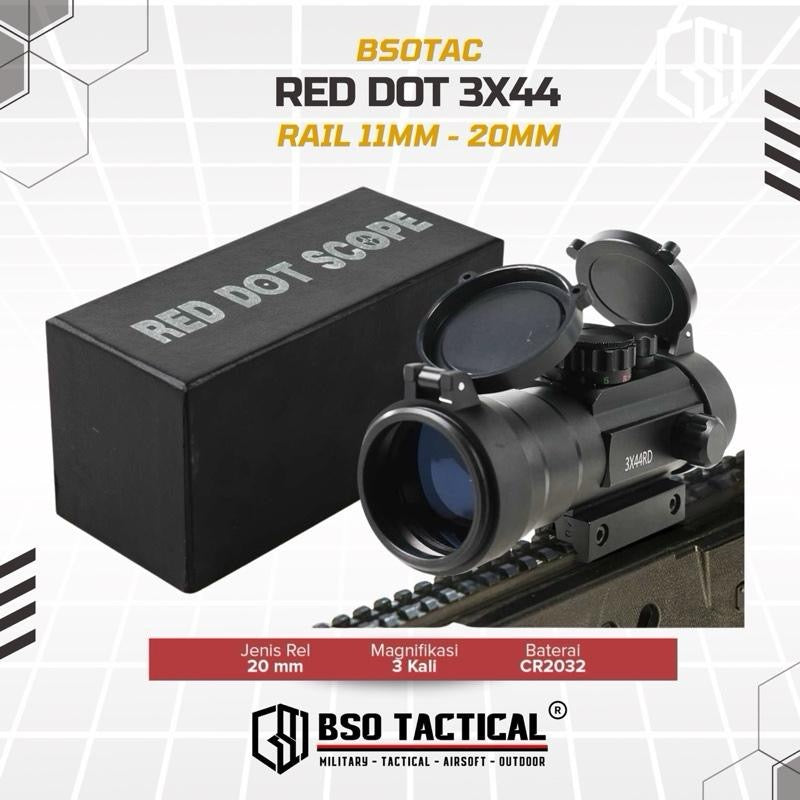 Tactical Red Dot Green Dot Sight 3x44RD 11MM with Picatinny 20-22MM Rail Metal