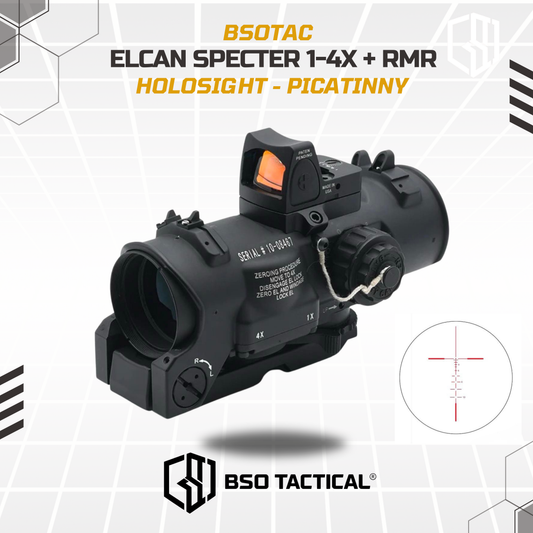 Elcan Spectre 1x-4x fixed Reticle with Red Dot Scope RMR Sight Picatinny CNC Quick Detached