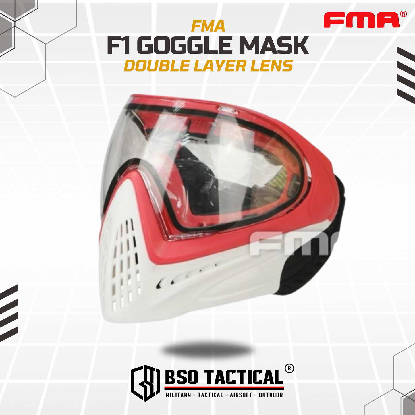FMA F1 Tactical Mask Full Face Outdoor CQB Speed Mask - Double Layer Lens