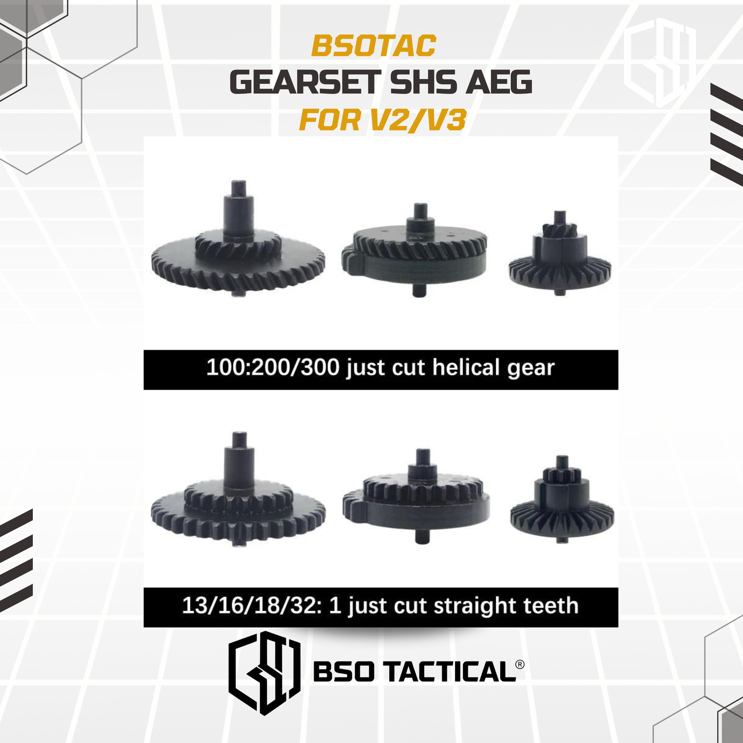 SHS Gearset AEG Steel Cut Reinforce Torque High Speed Gearset for V2/3