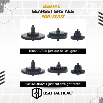 SHS Gearset AEG Steel Cut Reinforce Torque High Speed Gearset for V2/3