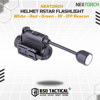 NEXTORCH Senter Helm rStar Multi-light Source Outdoor Helmet Light dengan Warna Putih Merah Hijau IR dan IFF Beacon