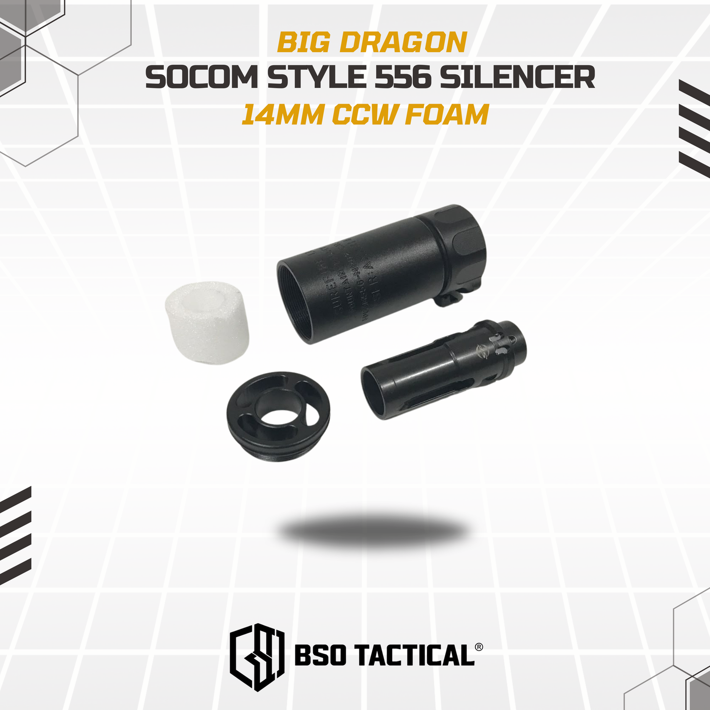 SF SOCOM Style 556 Foam Mock Suppressor with Flash Hider 14mm CCW Full Metal Marking
