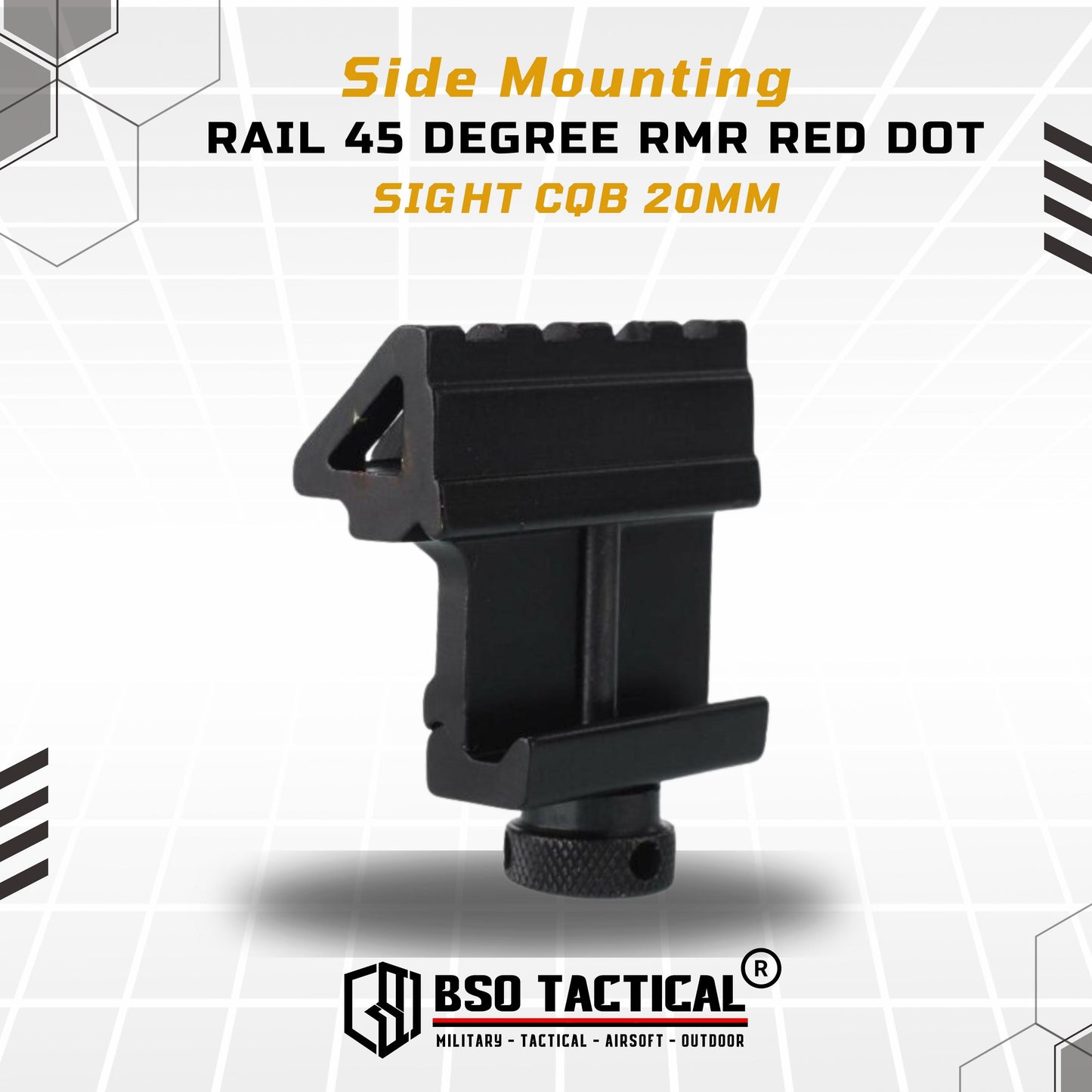 Side Mounting Rail 45 Degree RMR Red Dot Sight CQB 20mm Picatinny