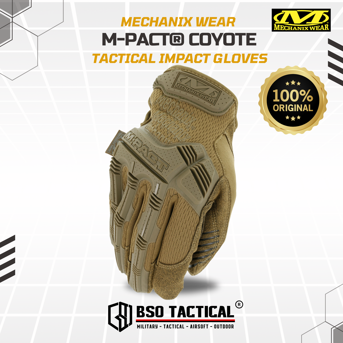 Mechanix Wear MPACT Tactical Impact Resistant Glove M-Pact Coyote Touchscreen - ORIGINAL