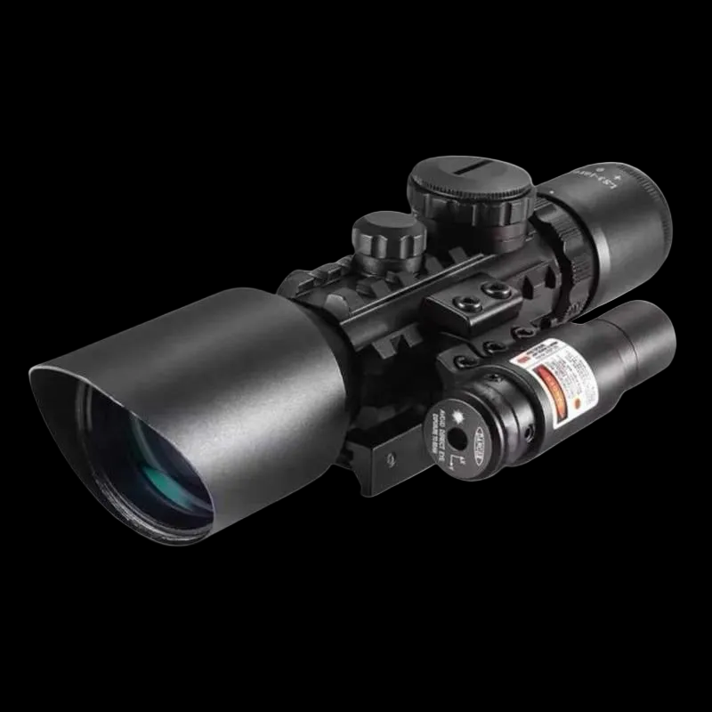 Eyebre M9 LS3-10x42E Optic Tactical Scope with Red Laser Sight Full Metal