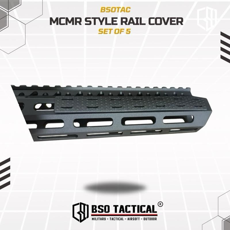 MCMR Style Rail Cover Set for MLOK RIS Anti Slip Penutup Lubang Grip Rail Kit 5 Panel Hitam Durable Polymer