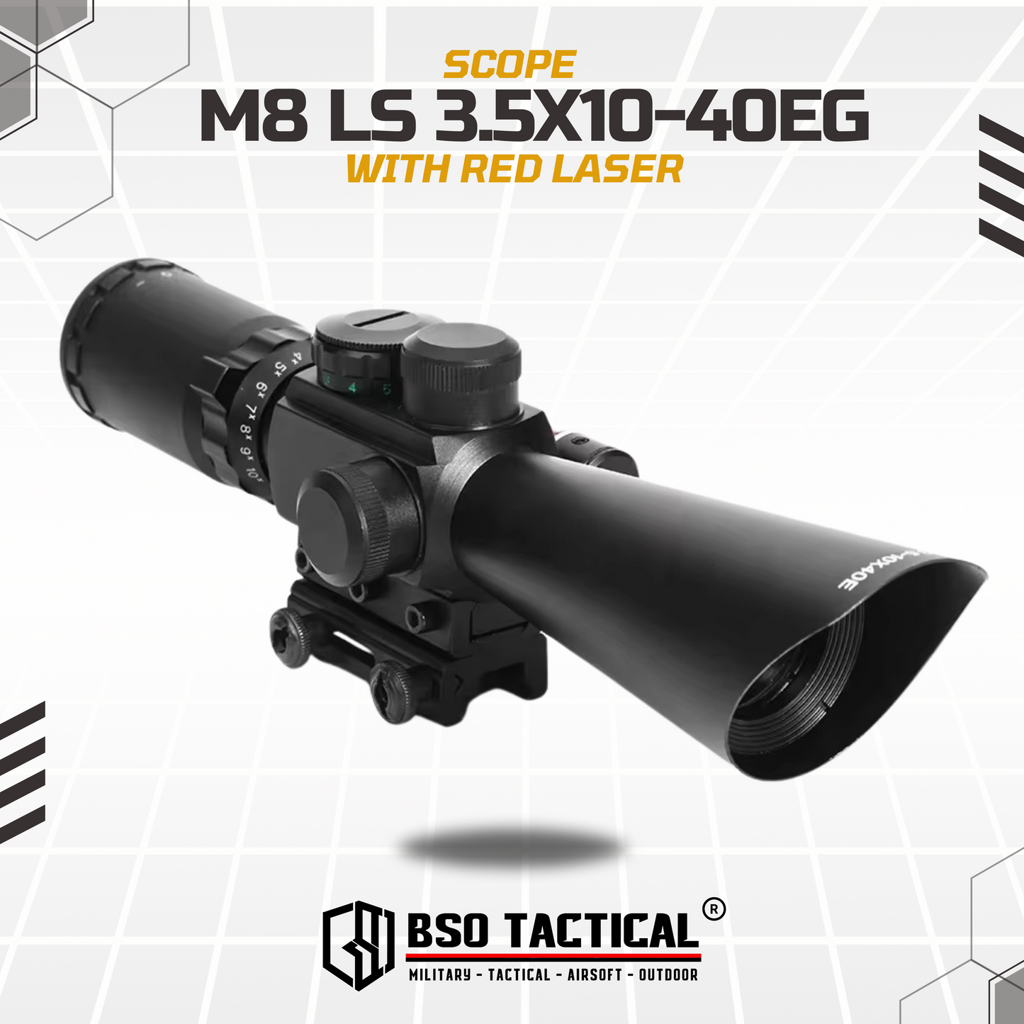 Scope M8 LS 3.5–10x40EG Red Laser Full Metal Picatinny Rail