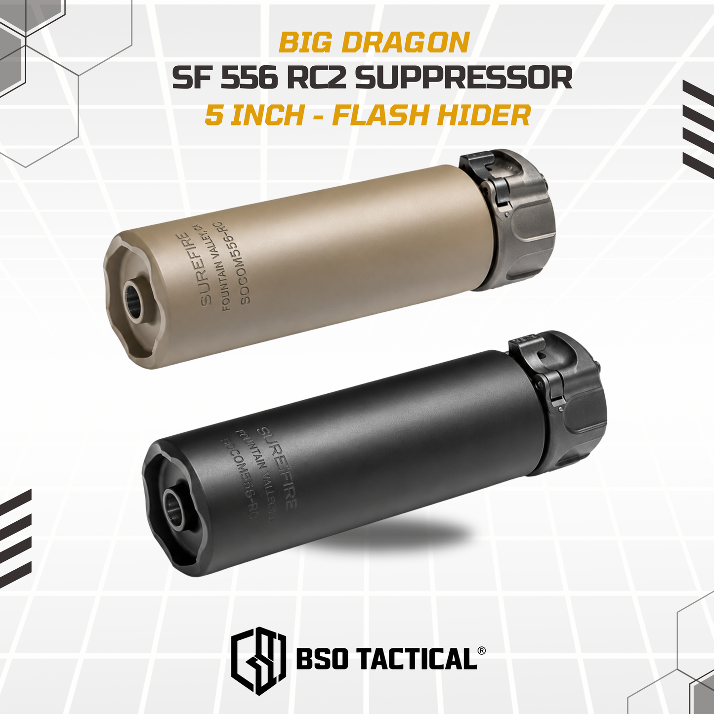 SF SOCOM 556 Style RC2 Series Mock Suppressor 5 Inch Silencer Full Metal Marking with Flash Hider