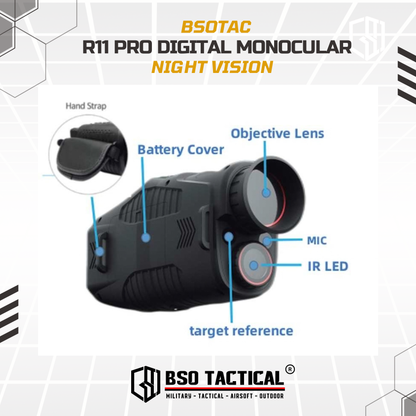 Teropong Malam R11 Digital Monocular 10x Zoom 2.5K HD NV with IR for Outdoor Day Night Camping Hiking Hunting