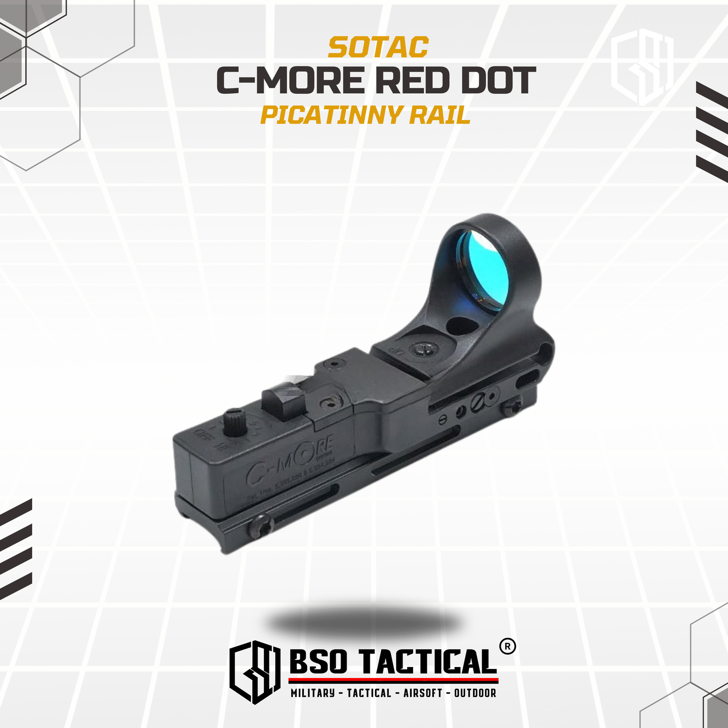 SOETAC C-More Tactical Reflex CMORE Red Dot Scope Sight With Picatinny Rail