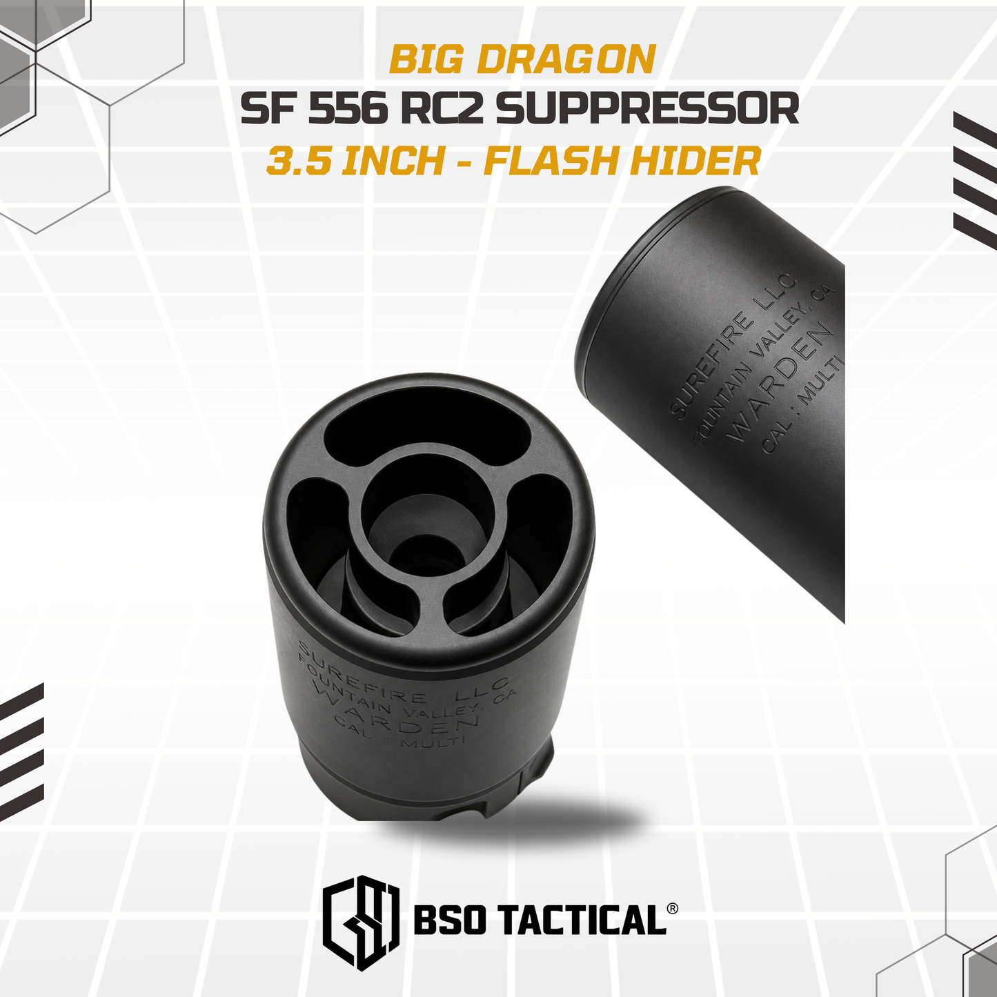 SF SOCOM 556 Style RC2 Series Mock Suppressor 3.5 Inch Silencer Full Metal Marking with Flash Hider