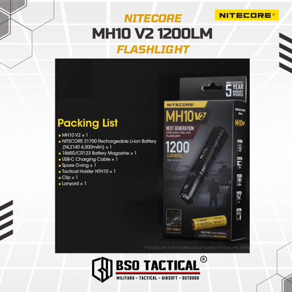 NITECORE MH10 V2 CREE L2 V6 LED 1200LM Tactical Flashlight - ORI