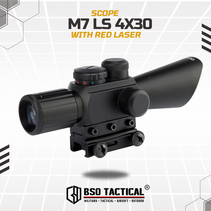Scope M7 LS 4x30 with Red Laser Full Metal Picatinny Rail