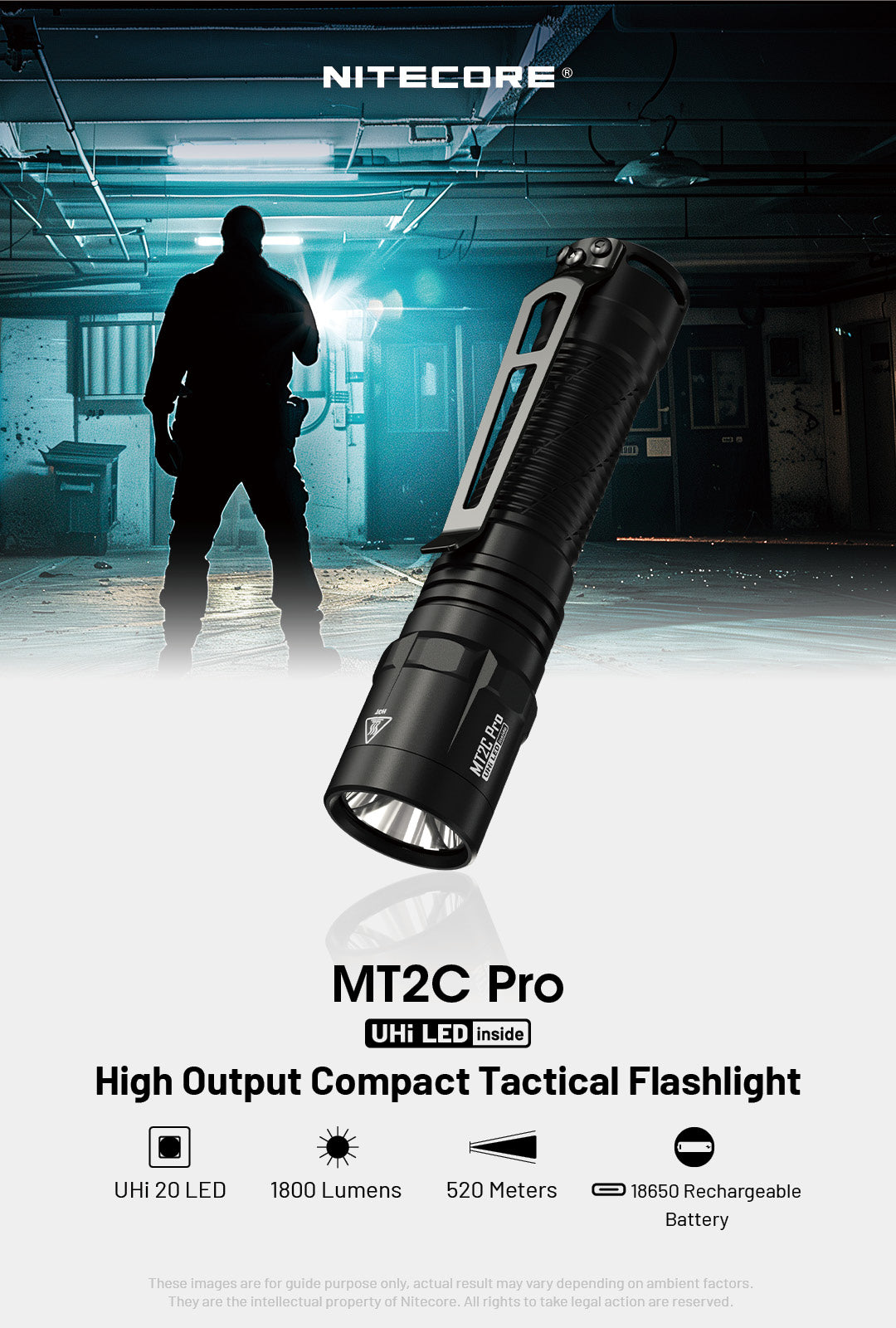 NITECORE MT2C PRO Senter LED Tactical Flashlight UHi 20 IP68 1800 Lumens Outdoor Flashlight Camping - ORIGINAL