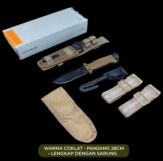 GB LMF II Infantri Outdoor Knife Pisau Multifungsi with Sheath - Coyote