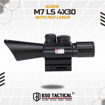 Scope M7 LS 4x30 with Red Laser Full Metal Picatinny Rail