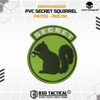 Emerson Gear Rubber Patch Secret Squirrel 3D Desain PVC TacticalPatch 7x8 cm Velkro Siap Pakai untuk Tas Jaket Topi Rompi - EM5548