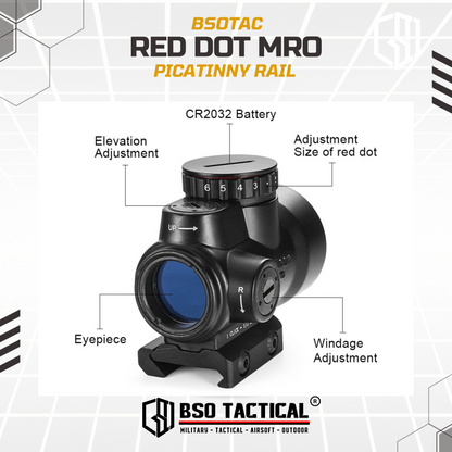 Tactical Red Dot Scope MRO 2.0 Style Sight Picatinny Riser Type 1 Full Metal