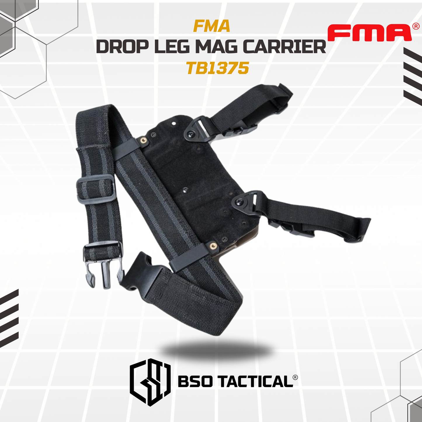 FMA Holster Paha Tactical Drop Leg Mag Carrier Pouch 556 Double Slot - TB1375