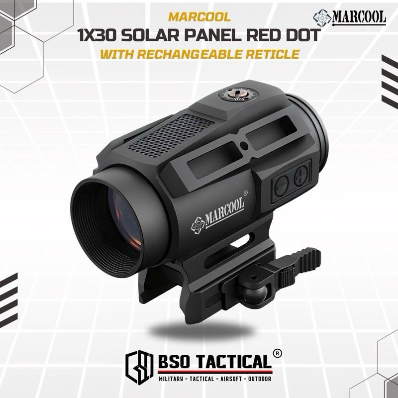 Marcool 1x30 Solar Panel Energy Tactical Red Dot Sight Full Metal Picatinny