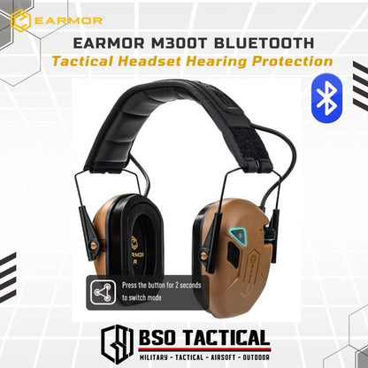 Earmor M300T Bluetooth Tactical Headset Hearing Protection Electronic Earmuff Headphones Earphone - ORI