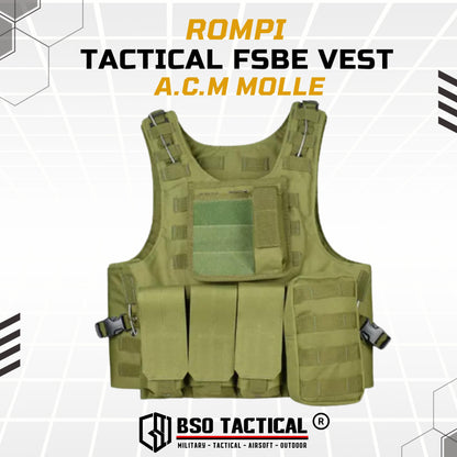 Rompi Outdoor FSBE Molle Outdoor Vest Body Protection with Pouch for Outdoor Gym Hyrox Fitness Olahraga Luar Ruangan Sport