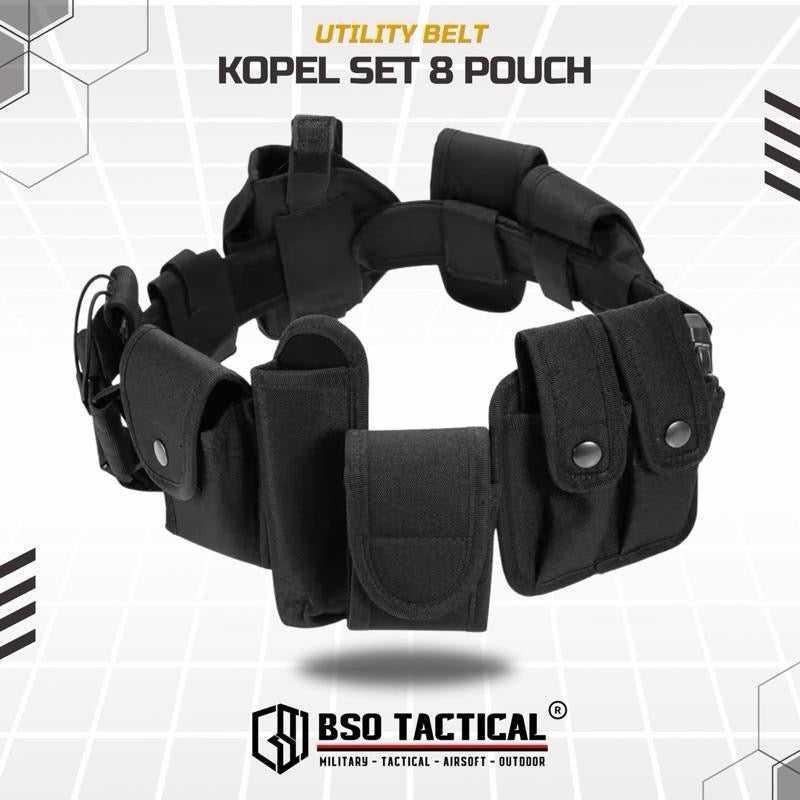 Ikat Pinggang Kopel Outdoor 8 Kantong Pouch Set Heavy Duty Utility Belt Organizer Multifungsi untuk Olahraga Luar Ruangan