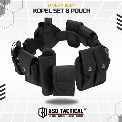 Ikat Pinggang Kopel Outdoor 8 Kantong Pouch Set Heavy Duty Utility Belt Organizer Multifungsi untuk Olahraga Luar Ruangan