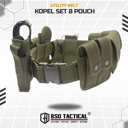 Ikat Pinggang Kopel Outdoor 8 Kantong Pouch Set Heavy Duty Utility Belt Organizer Multifungsi untuk Olahraga Luar Ruangan